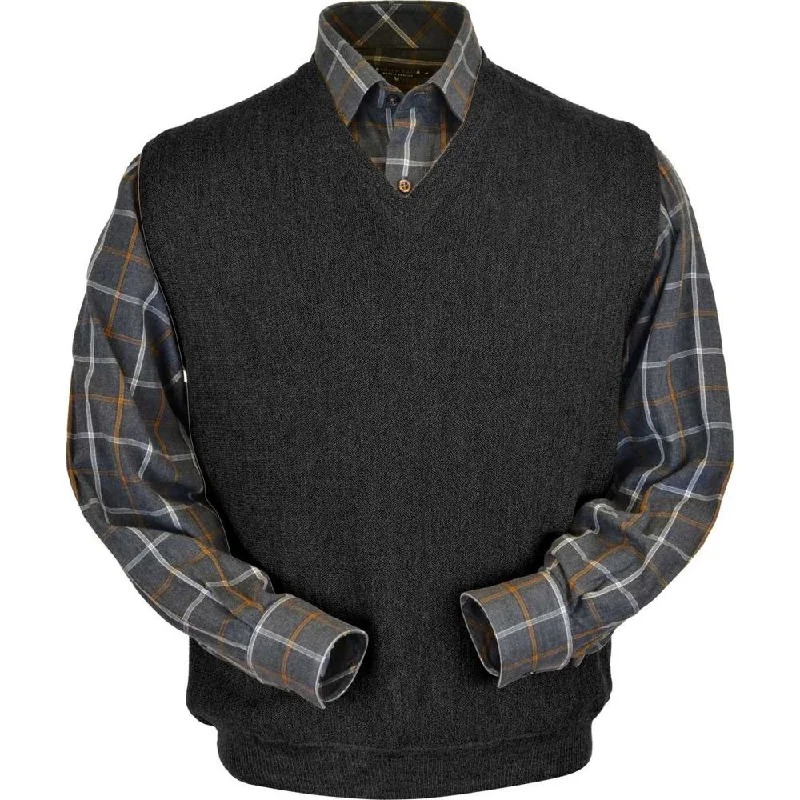 Baby Alpaca 'Links Stitch' V-Neck Sweater Vest in Charcoal Heather by Peru Unlimited Sporty Men's Athleisure  Sporty Men's Athleisure 