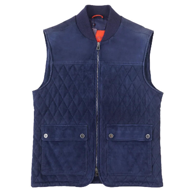 Isaia Quilted Padded Lambskin Suede Vest Sleek Men's Contemporary Sleek Men's Contemporary Isaia Quilted Padded Lambskin Suede Vest Sleek Men's Contemporary Sleek Men's Contemporary