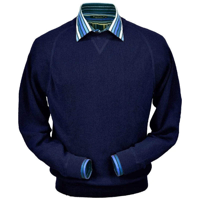Baby Alpaca 'Links Stitch' Sweatshirt-Style Crew Neck Sweater in True Navy by Peru Unlimited Athletic Men's High Athletic Men's High Baby Alpaca 'Links Stitch' Sweatshirt-Style Crew Neck Sweater in True Navy by Peru Unlimited Athletic Men's High Athletic Men's High
