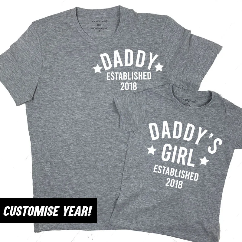 Personalised Daddy & Girl Star Established Matching T-Shirts (MRK X) Trendy Men's Scandinavian Trendy Men's Scandinavian Personalised Daddy & Girl Star Established Matching T-Shirts (MRK X) Trendy Men's Scandinavian Trendy Men's Scandinavian