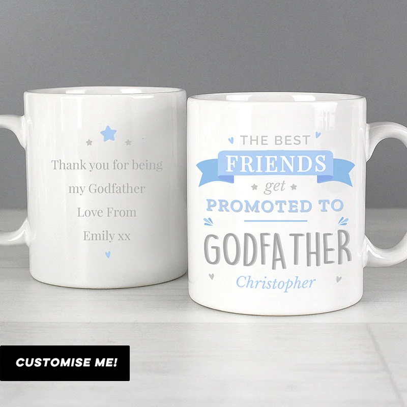Personalised Blue Promoted to Mug (MRK-iD) Cozy Men's Winter Cozy Men's Winter