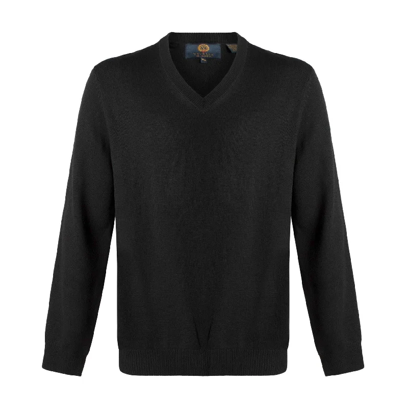 Extra Fine 'Zegna Baruffa' Merino Wool V-Neck Sweater in Black by Viyella Sporty Men's Athleisure  Sporty Men's Athleisure 