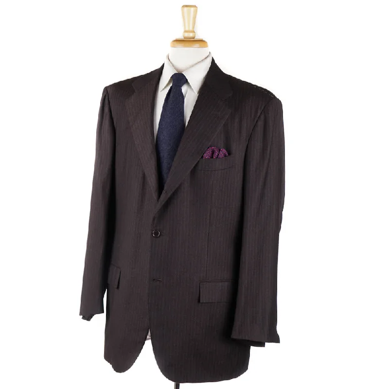Kiton Chocolate Stripe Cashmere Suit Trendy Men's Scandinavian Trendy Men's Scandinavian