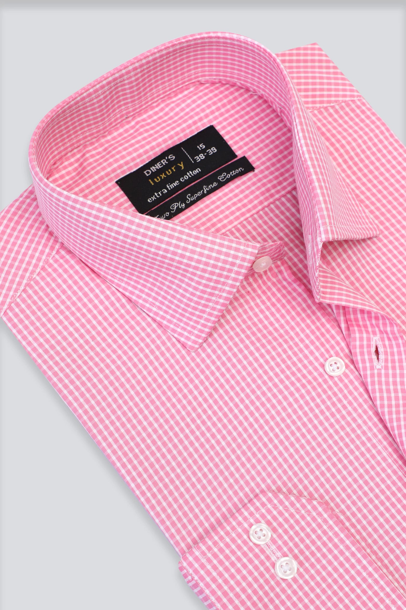 Pink Mini-Check Formal Shirt Masculine Men's Thick Masculine Men's Thick