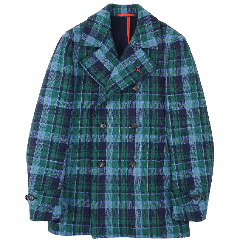 Isaia Soft-Woven Wool Peacoat Unique Men's Patch Unique Men's Patch