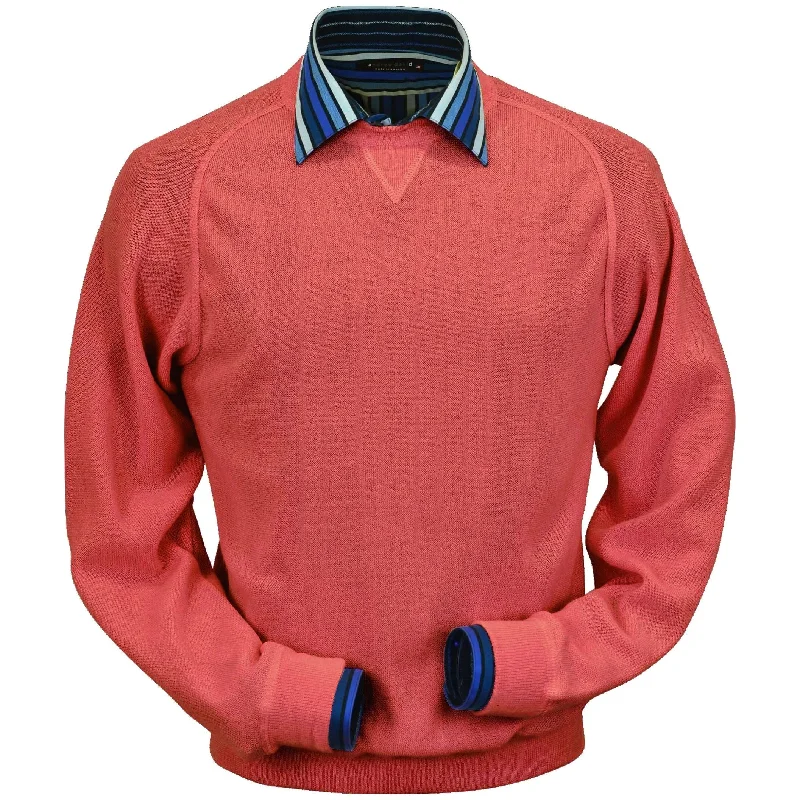 Baby Alpaca 'Links Stitch' Sweatshirt-Style Crew Neck Sweater in Cayenne Red Heather by Peru Unlimited Refined Men's European Refined Men's European Baby Alpaca 'Links Stitch' Sweatshirt-Style Crew Neck Sweater in Cayenne Red Heather by Peru Unlimited Refined Men's European Refined Men's European