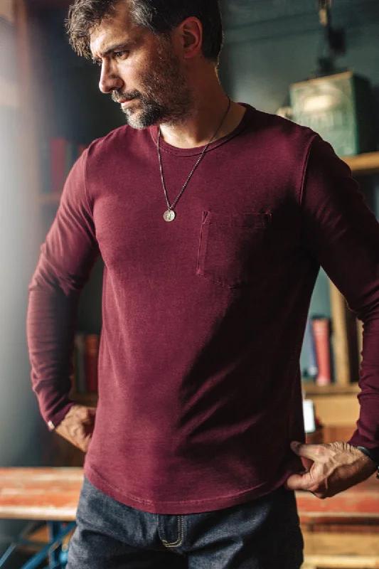 &SONS Boxer Pocket Long Sleeve T-Shirt Maroon Polished Men's Silk Polished Men's Silk &SONS Boxer Pocket Long Sleeve T-Shirt Maroon Polished Men's Silk Polished Men's Silk