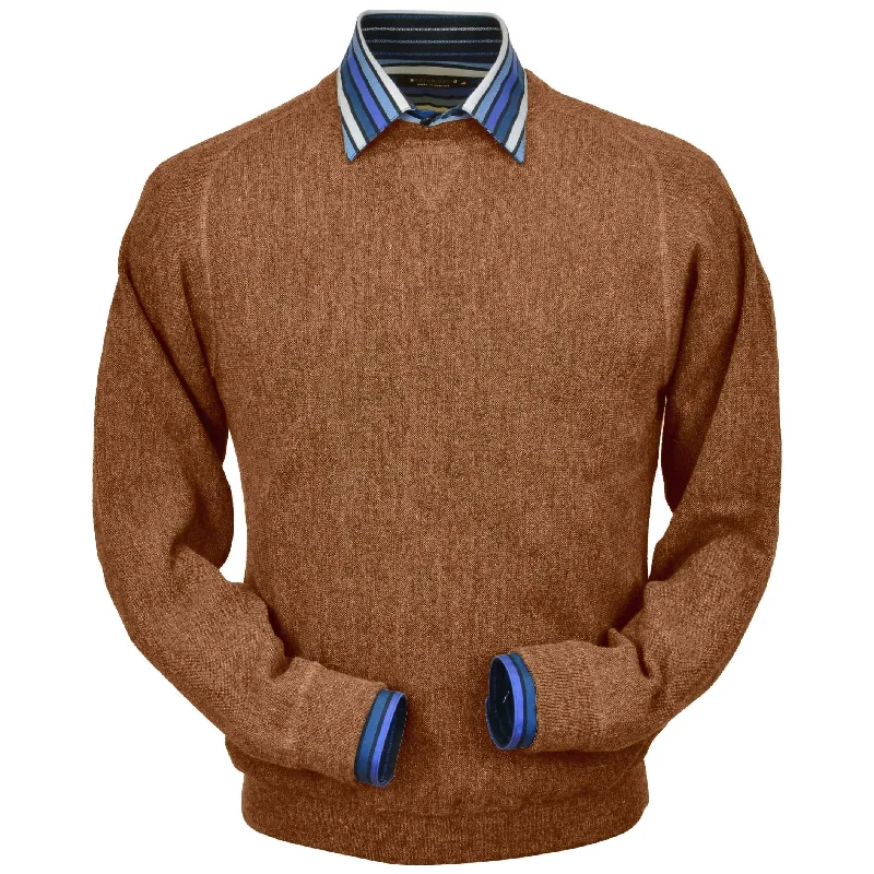 Baby Alpaca 'Links Stitch' Sweatshirt-Style Crew Neck Sweater in Soft Brick Heather by Peru Unlimited Relaxed Men's Australian Relaxed Men's Australian Baby Alpaca 'Links Stitch' Sweatshirt-Style Crew Neck Sweater in Soft Brick Heather by Peru Unlimited Relaxed Men's Australian Relaxed Men's Australian
