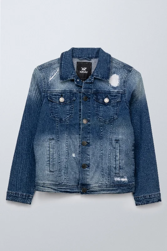X RAY Boy's Distressed Rip & Repair Denim Jackets Cozy Men's Winter Cozy Men's Winter