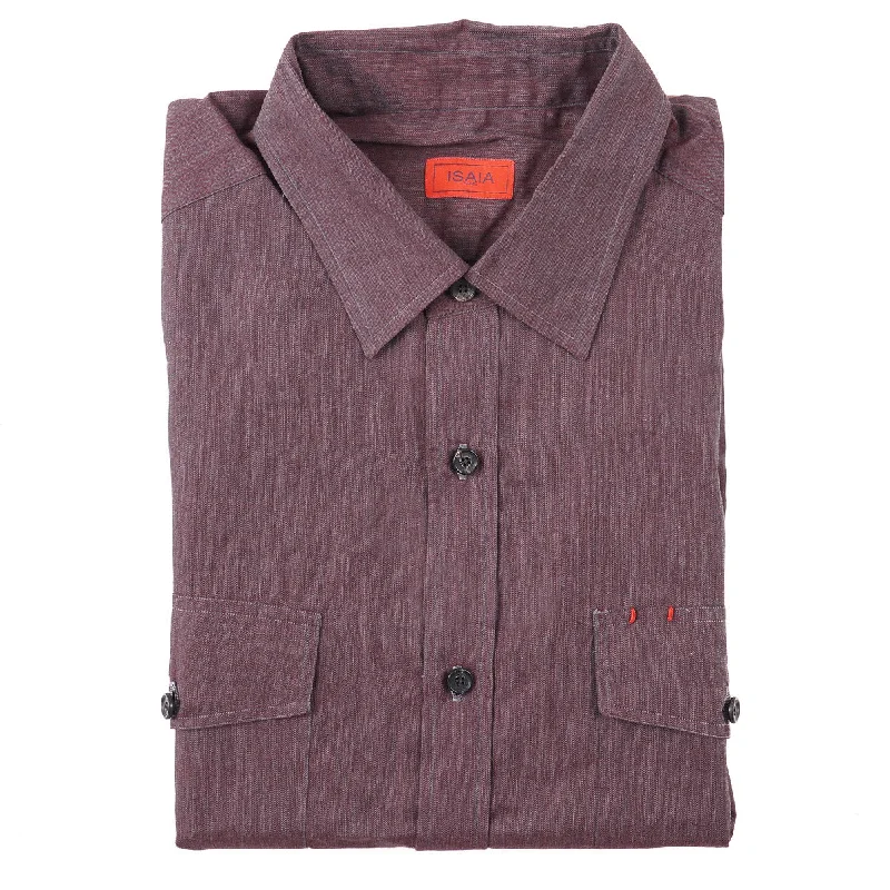 Isaia Lightweight Cotton Sport Shirt Refined Men's European Refined Men's European