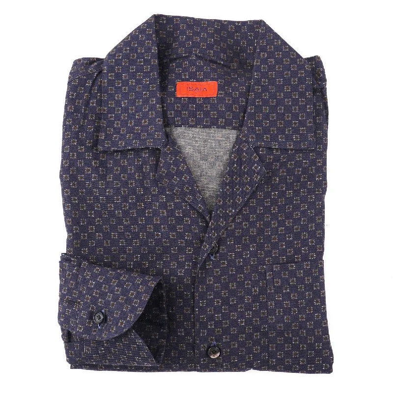 Isaia Flannel Shirt with Camp Collar Athletic Men's High Athletic Men's High