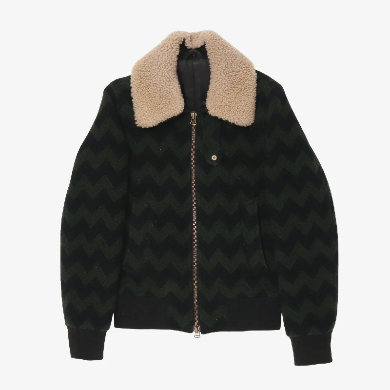 Zig Zag Shearling Jacket Polished Men's Satin Polished Men's Satin