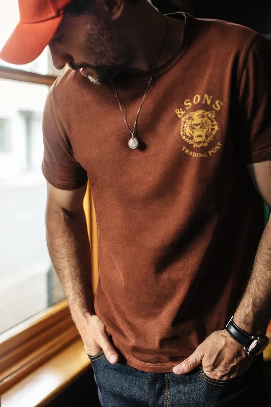 &SONS Tiger T-shirt Chocolate Brown Hip Men's Retro Hip Men's Retro