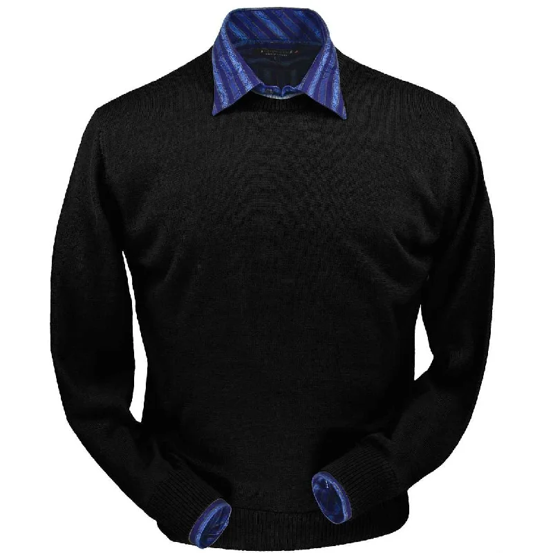 Royal Alpaca Crew Neck Sweater in Black by Peru Unlimited Elegant Men's Formal  Elegant Men's Formal 
