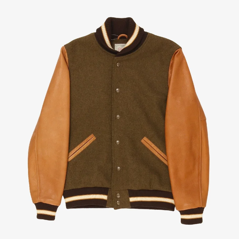 Leather & Wool Varsity Jacket Tough Men's Tactical Tough Men's Tactical