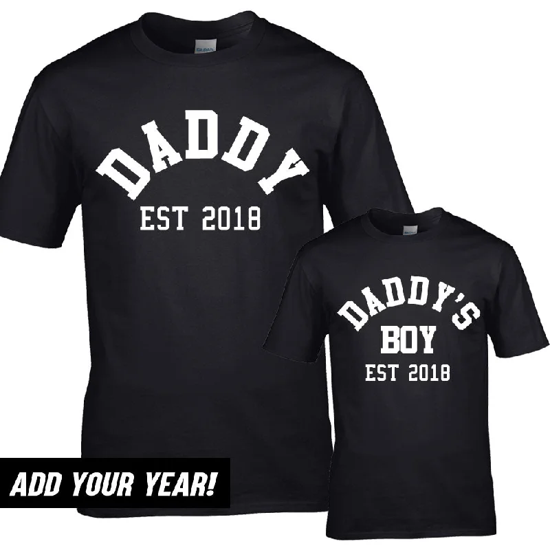 Personalised Daddy & Daddy's Boy Varsity Established Matching T-Shirts (MRK X) Refined Men's European Refined Men's European Personalised Daddy & Daddy's Boy Varsity Established Matching T-Shirts (MRK X) Refined Men's European Refined Men's European