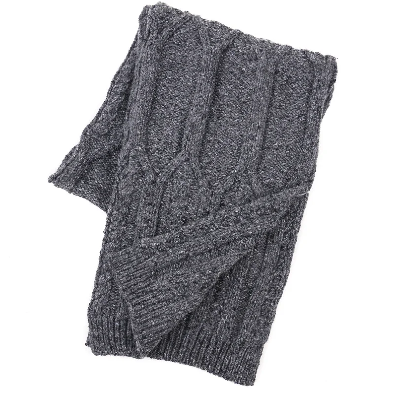 Isaia Cable Knit Cashmere Scarf Sleek Men's Metallic Sleek Men's Metallic