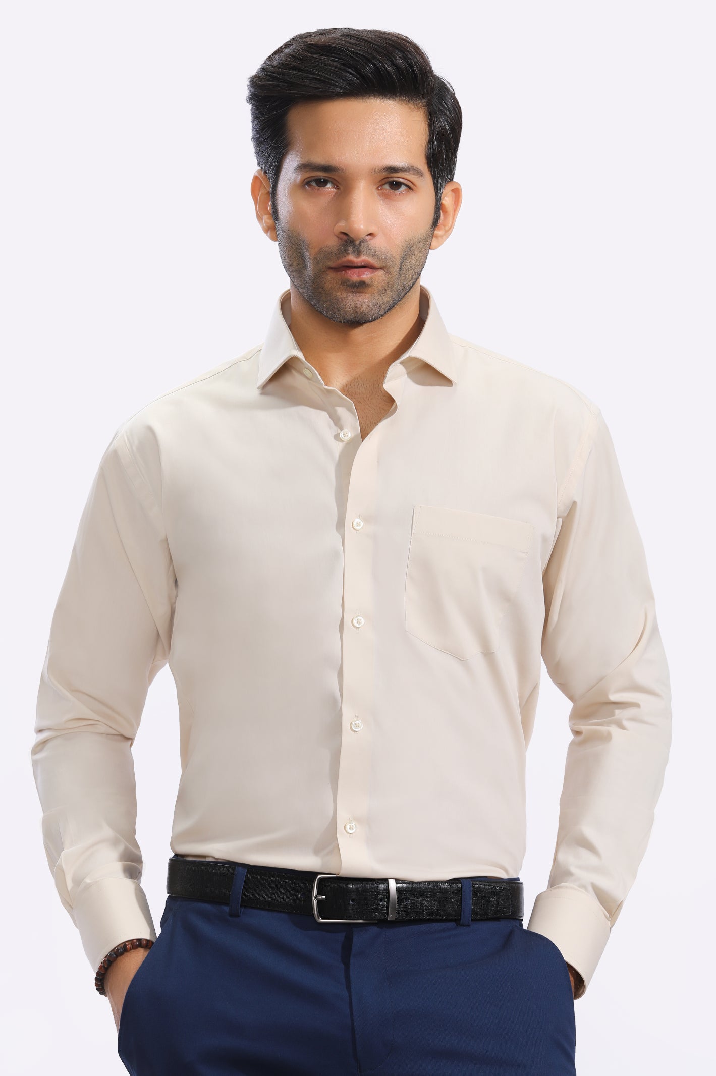 Beige Plain Formal Shirt Stylish Men's Neon Stylish Men's Neon