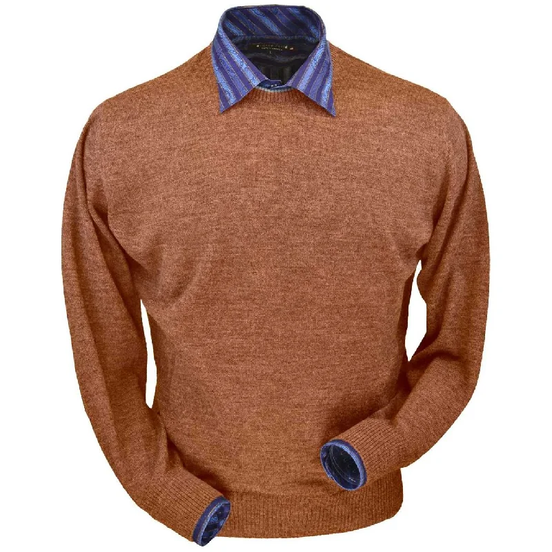 Royal Alpaca Crew Neck Sweater in Brick Heather by Peru Unlimited Unique Men's Upcycled Unique Men's Upcycled