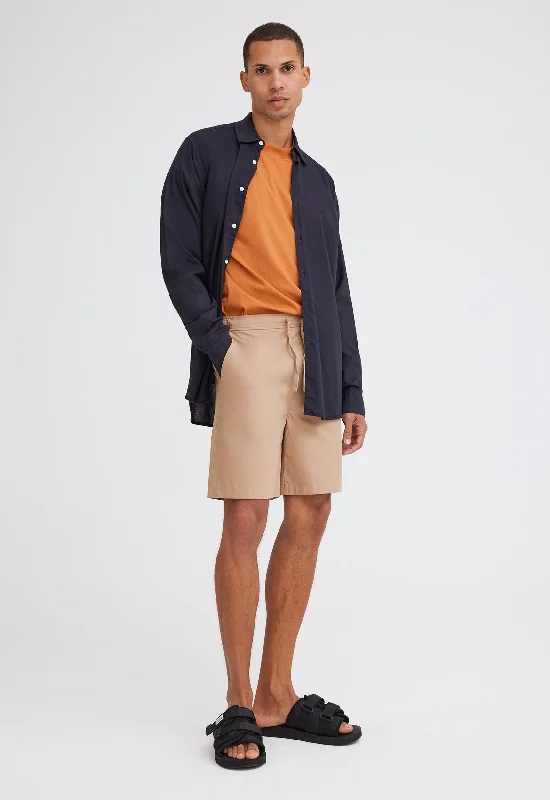Folded Collar Cotton Shirt  - Darkest Navy Trendy Men's Bucket Trendy Men's Bucket