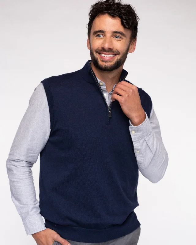 Cotton Cashmere 1/4 Zip V-Neck Sweater Vest (Choice of Colors) by Alashan Cashmere Monochromatic All Monochromatic All Cotton Cashmere 1/4 Zip V-Neck Sweater Vest (Choice of Colors) by Alashan Cashmere Monochromatic All Monochromatic All