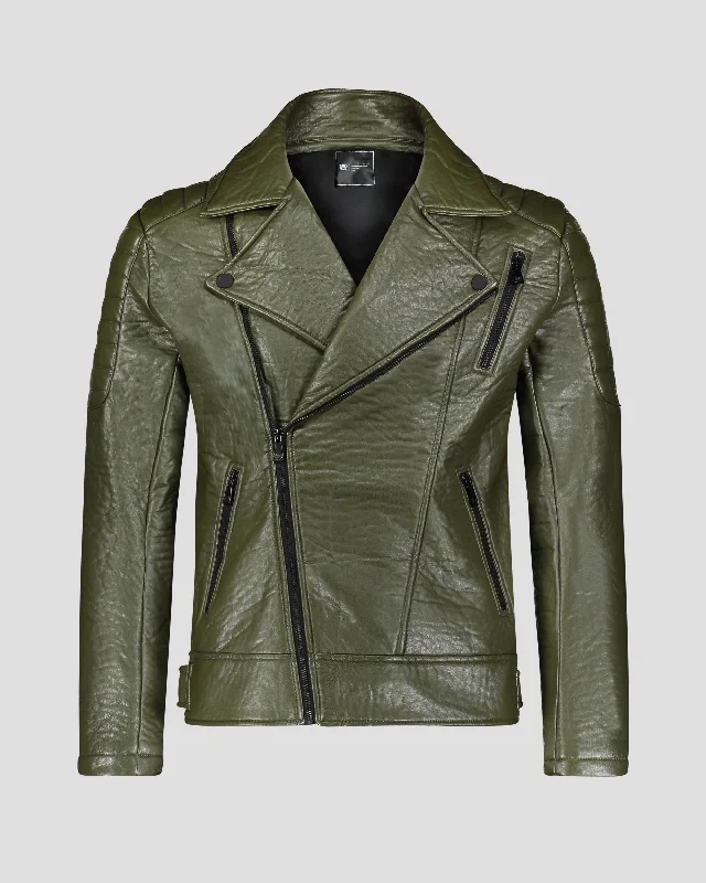 SG Men's Rogue Biker Jacket - Army Green Edgy Men's Punk Edgy Men's Punk