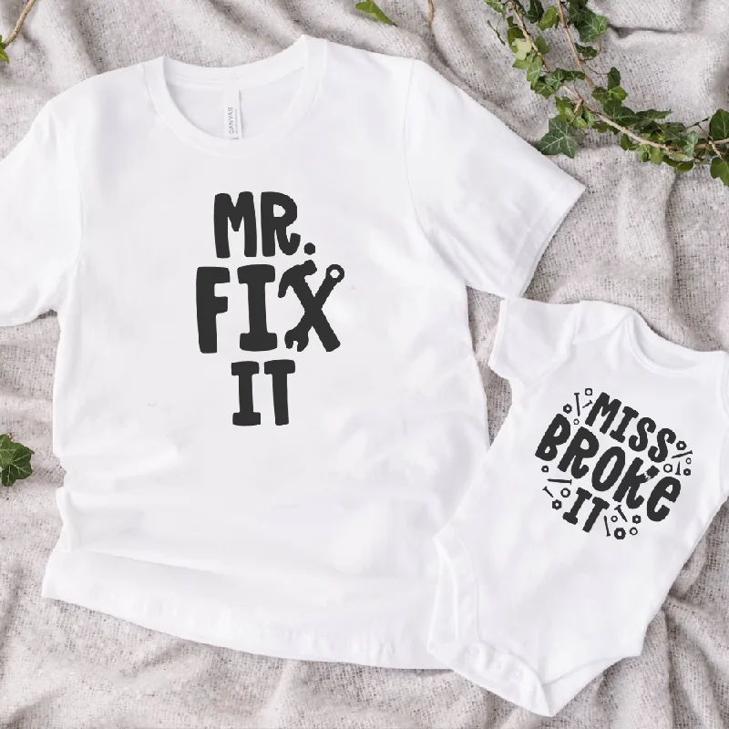 Mr Fix It & Miss Broke It Matching T-Shirt & Vest Classic Men's Pin Classic Men's Pin Mr Fix It & Miss Broke It Matching T-Shirt & Vest Classic Men's Pin Classic Men's Pin
