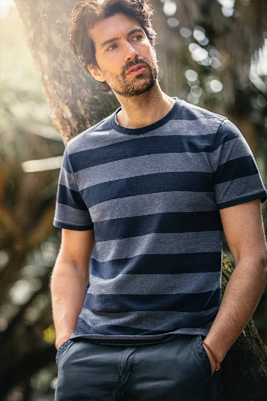 &SONS Papillon T-Shirt Navy Stripe Dynamic Men's Moto Dynamic Men's Moto