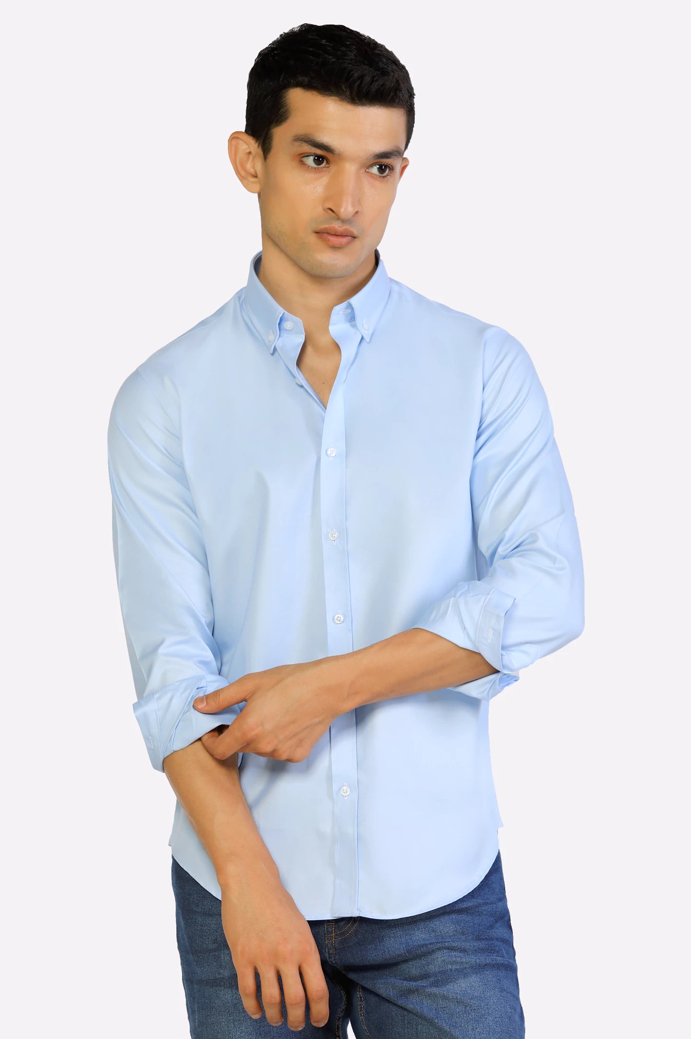 Blue Plain Casual Shirt Practical Men's Multi Practical Men's Multi