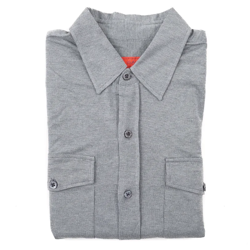 Isaia Jersey Silk-Cotton Shirt Traditional Men's Wool Traditional Men's Wool