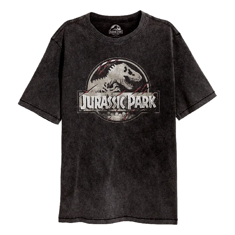 Jurassic Park Scratched Logo SuperHeroes Inc. Acid Wash T-Shirt Cozy Men's Winter Cozy Men's Winter