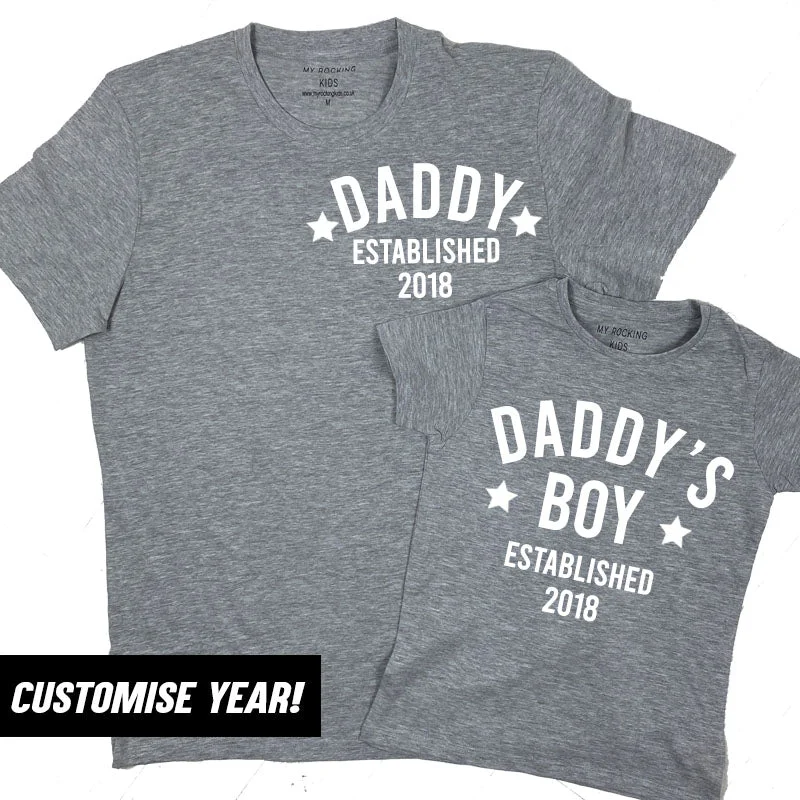 Personalised Daddy & Boy Star Established Matching T-Shirts (MRK X) Artistic Men's Avant Artistic Men's Avant Personalised Daddy & Boy Star Established Matching T-Shirts (MRK X) Artistic Men's Avant Artistic Men's Avant