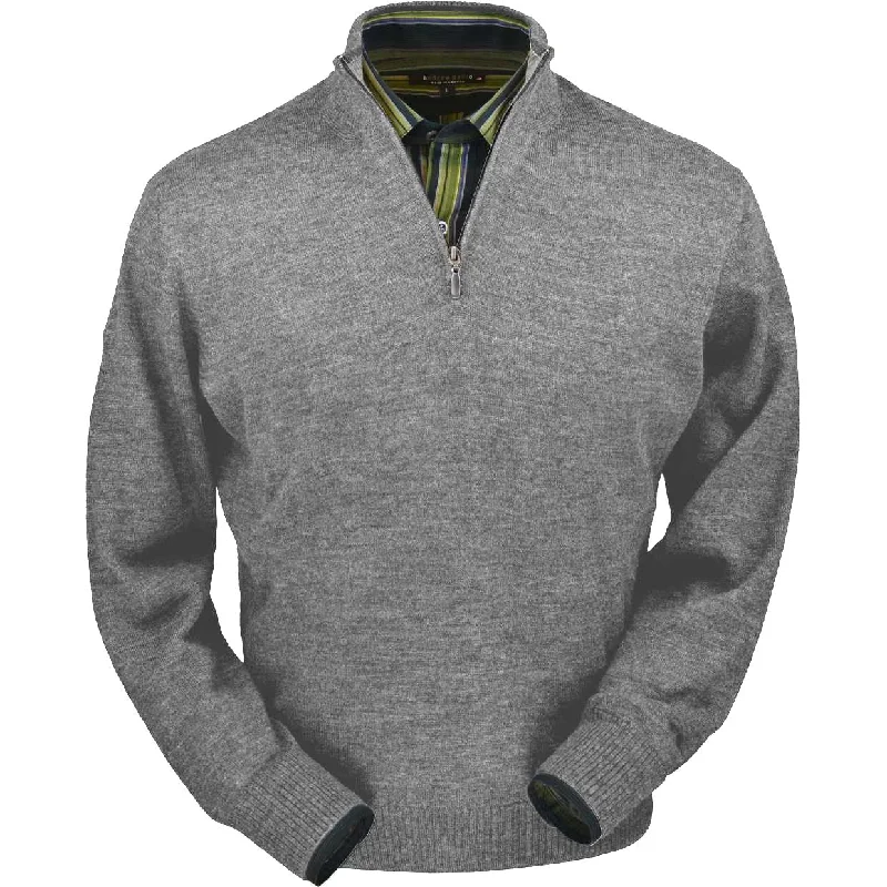 Royal Alpaca Half-Zip Mock Neck Sweater in Silver Grey Heather by Peru Unlimited Refined Men's Hand Refined Men's Hand
