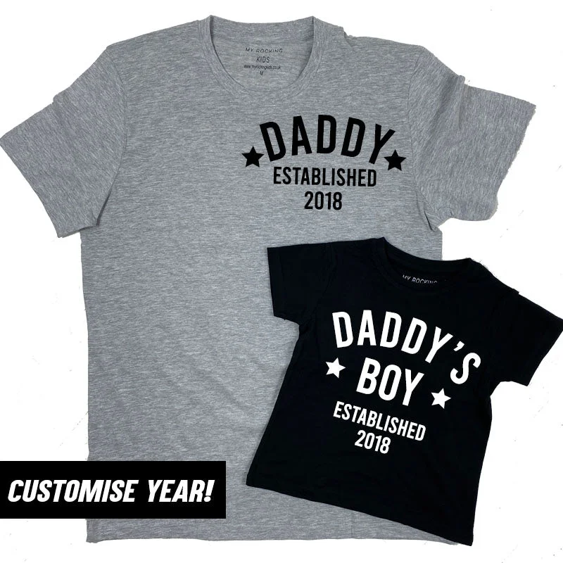 Personalised Daddy & Boy Star Established Matching T-Shirts (MRK X) Relaxed Men's Australian Relaxed Men's Australian Personalised Daddy & Boy Star Established Matching T-Shirts (MRK X) Relaxed Men's Australian Relaxed Men's Australian