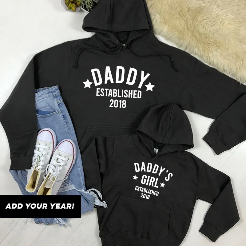 Personalised Daddy & Girl Star Established Matching Hoodies (MRK X) Sophisticated Men's French Sophisticated Men's French