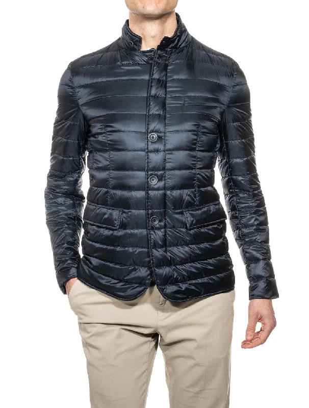 Storm Collar Quilted Jacket Navy Tough Men's Military Tough Men's Military