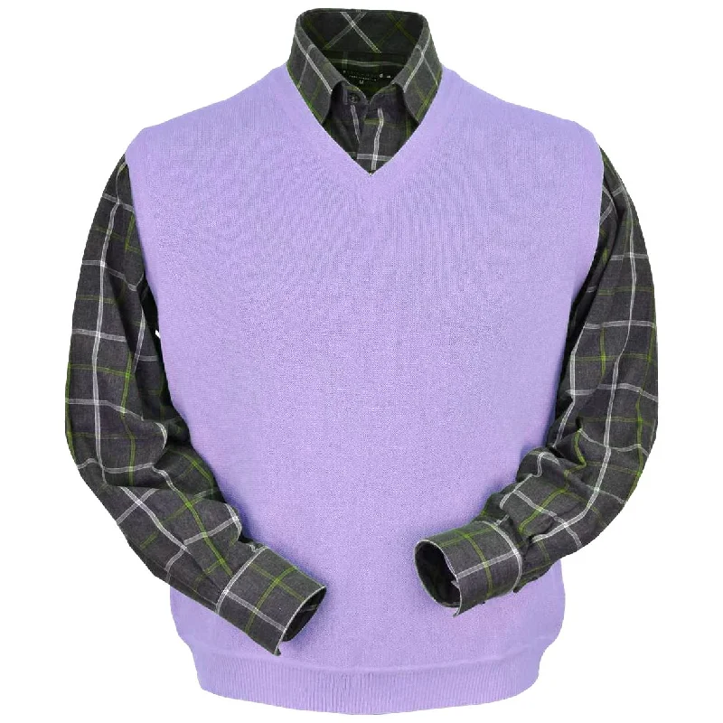 Baby Alpaca 'Links Stitch' V-Neck Sweater Vest in Lilac by Peru Unlimited Refined Men's Classic  Refined Men's Classic 