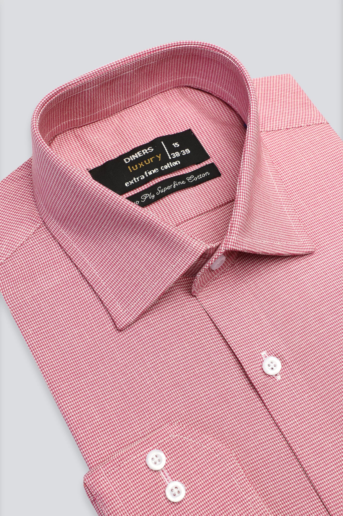 Pink Houndstooth Check Formal Shirt Tough Men's Military Tough Men's Military