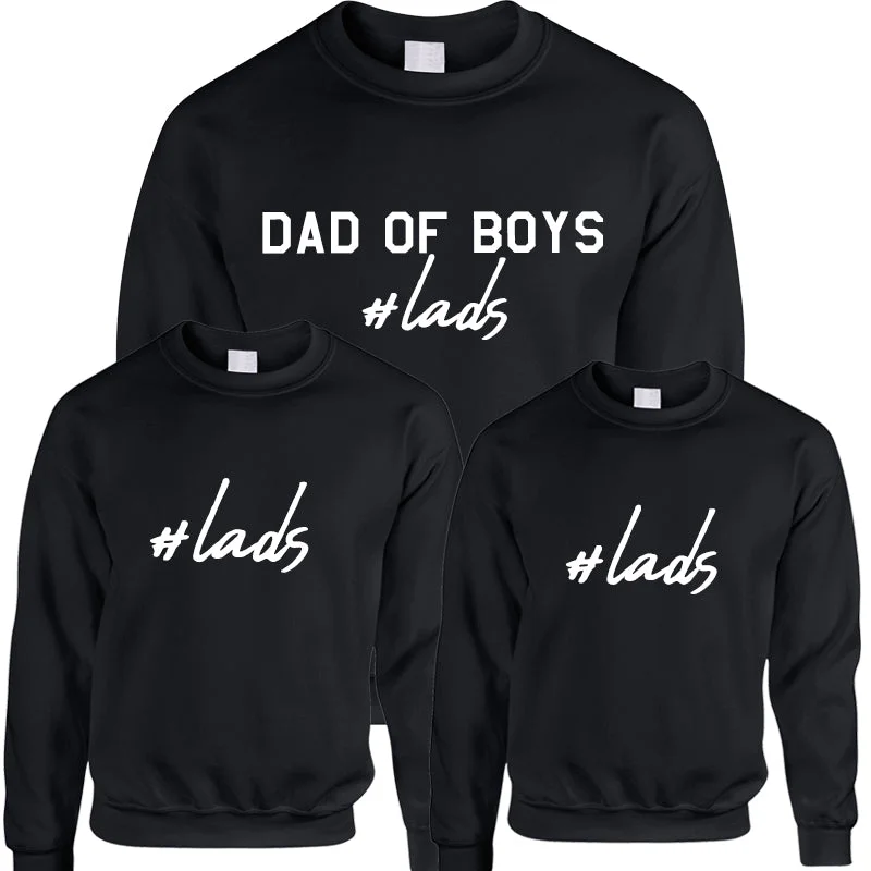 Hashtag Lads- Dad Of Boys & Matching Kids Sweatshirts Cozy Men's Winter Cozy Men's Winter Hashtag Lads- Dad Of Boys & Matching Kids Sweatshirts Cozy Men's Winter Cozy Men's Winter