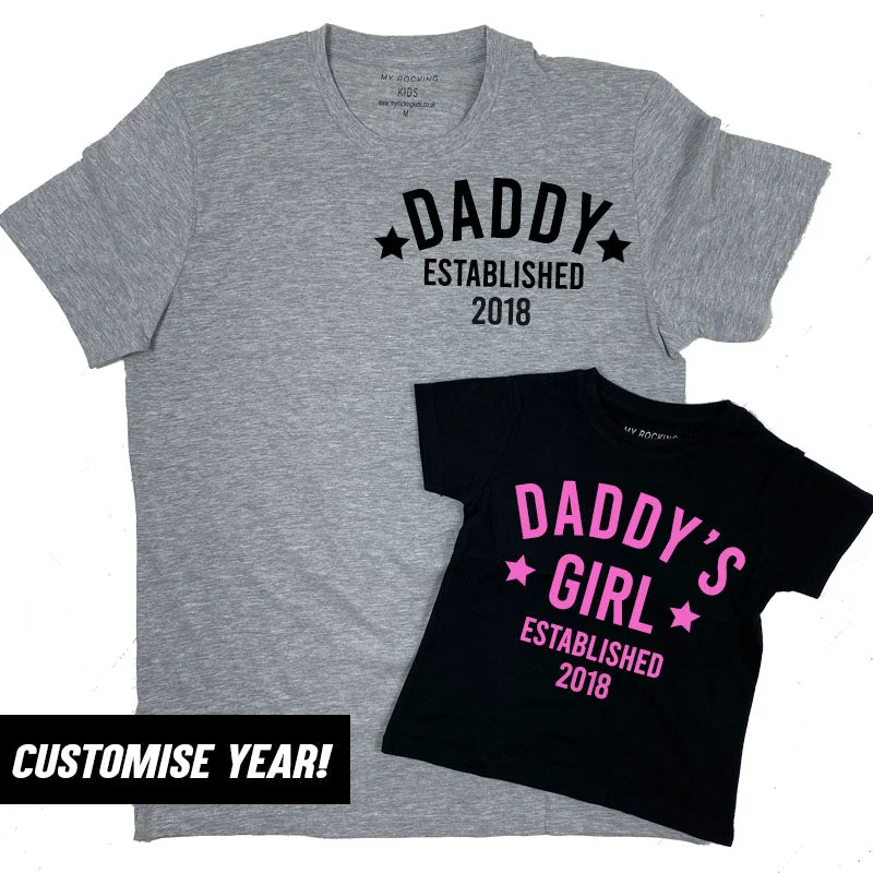 Personalised Daddy & Girl Star Established Matching T-Shirts (MRK X) Dapper Men's 1920S Dapper Men's 1920S Personalised Daddy & Girl Star Established Matching T-Shirts (MRK X) Dapper Men's 1920S Dapper Men's 1920S