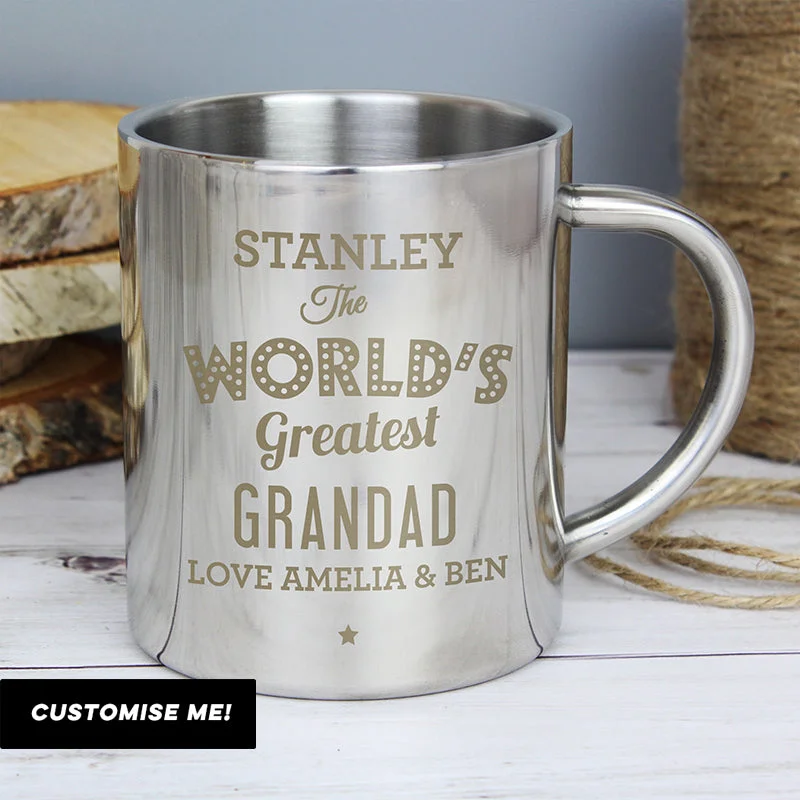 Personalised 'The World's Greatest' Grandad Stainless Steel Mug (MRK-iD) Hip Men's Urban Hip Men's Urban Personalised 'The World's Greatest' Grandad Stainless Steel Mug (MRK-iD) Hip Men's Urban Hip Men's Urban