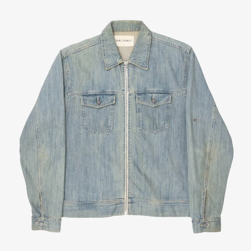 Light Zip Denim Jacket Preppy Men's College Preppy Men's College