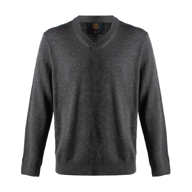 Extra Fine 'Zegna Baruffa' Merino Wool V-Neck Sweater in Charcoal by Viyella Modern Men's Tech Modern Men's Tech
