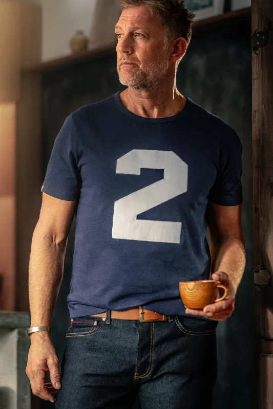 &SONS Racing 2 T-Shirt Navy Preppy Men's College Preppy Men's College