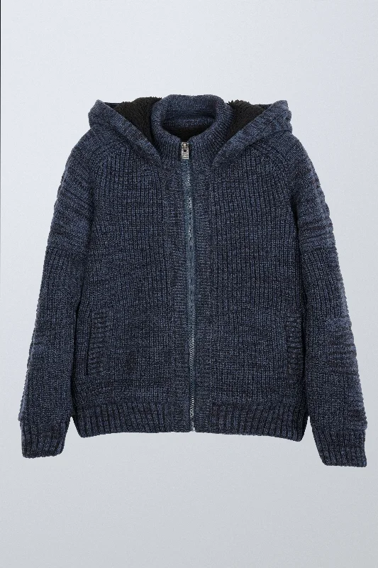 XRAY JEANS Boy's Full Zip Sherpa Hood Moto Arm Piece Sweater Street Street
