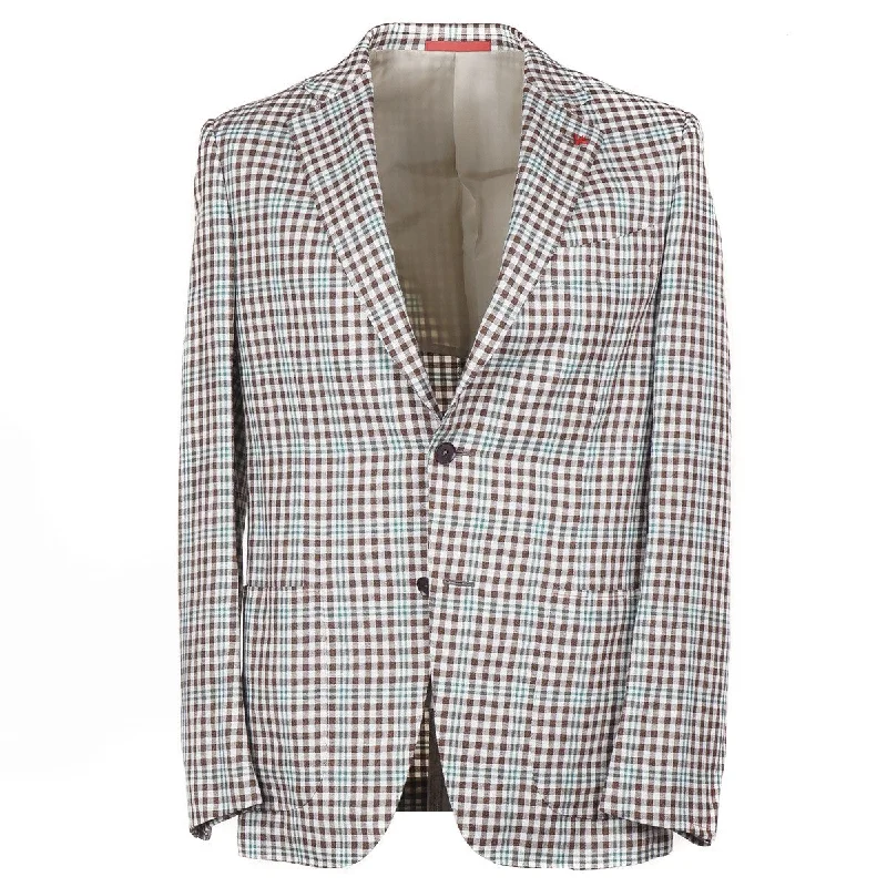 Isaia 'Sanita' Wool-Silk-Linen Sport Coat Casual Men's Loose Casual Men's Loose