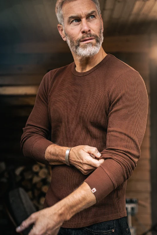 &SONS Base Waffle Crew Neck Chocolate Brown Confident Men's Power Confident Men's Power &SONS Base Waffle Crew Neck Chocolate Brown Confident Men's Power Confident Men's Power