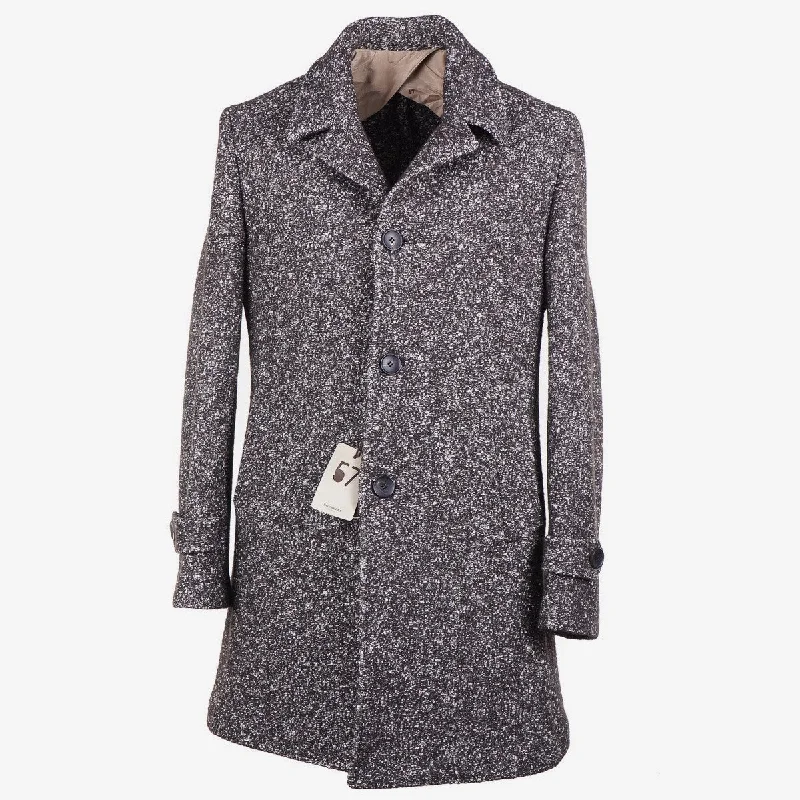 Borrelli Donegal Tweed Wool-Cotton Overcoat Unique Men's Patch Unique Men's Patch