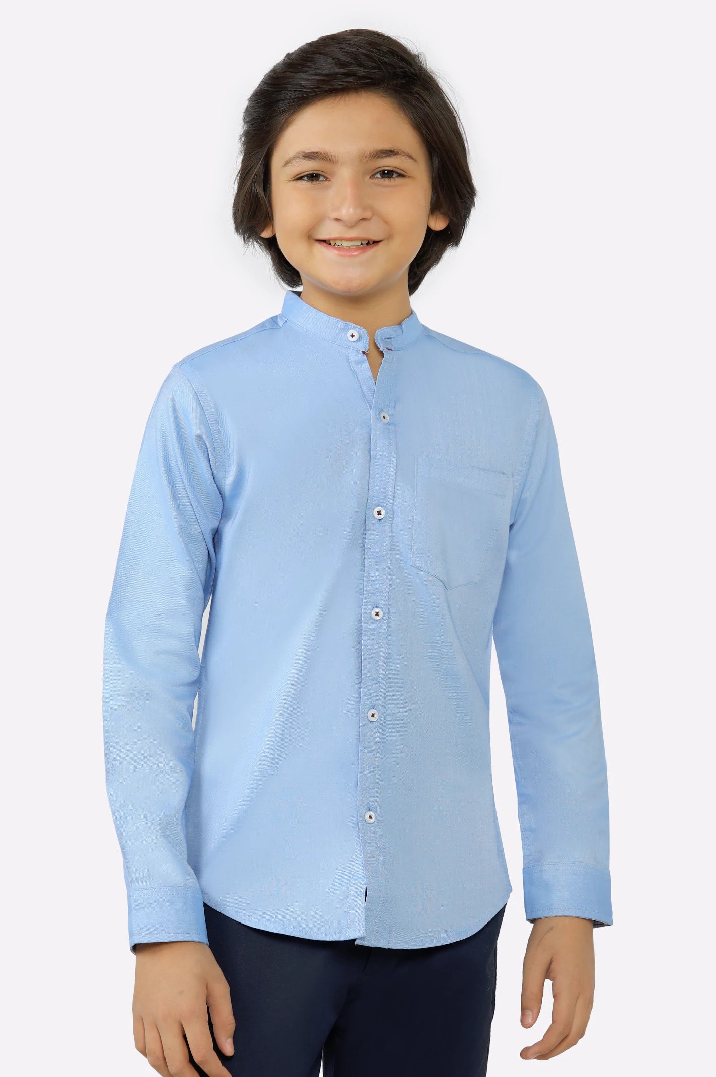 Light Blue Textured Casual Shirt Laid Laid