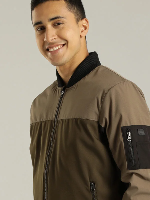 Men Cut & Sew Full Sleeve Bomber Jacket Hip Men's Retro Hip Men's Retro